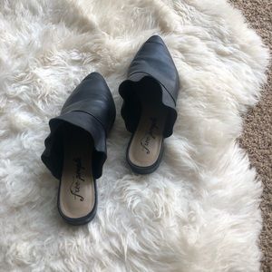 Free People Ruffle Mule | Black Leather | Size 39
